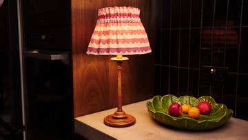 Lamp on kitchen worktop for Valentine's Day