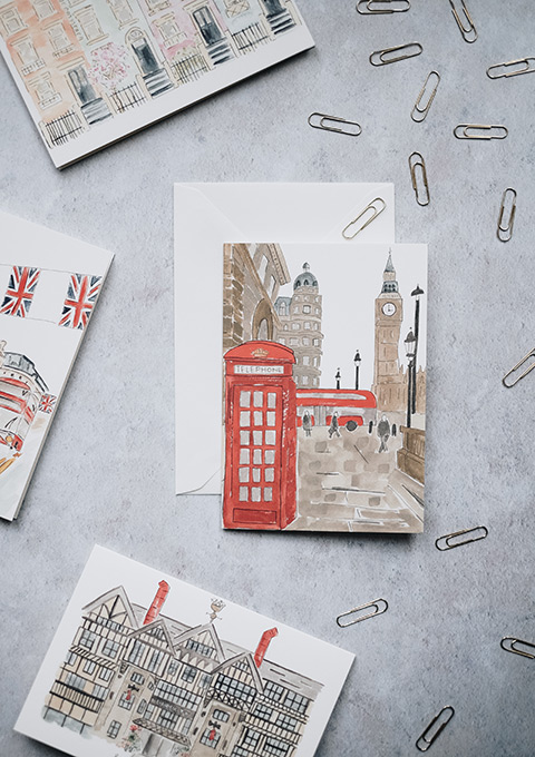 Watercolor London Greeting Cards
