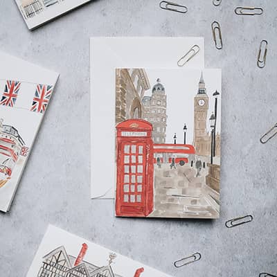 Watercolor London Greeting Cards