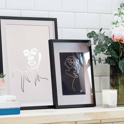 Kate Carter Art prints, featuring; limited edition A4 foil print and fundraising postcard silver foil print
