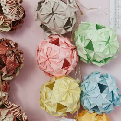 Colourful origami bunting handcrafted by Florence of Florence Makes