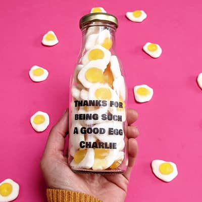 Personalised Good Egg Sweets Bottle