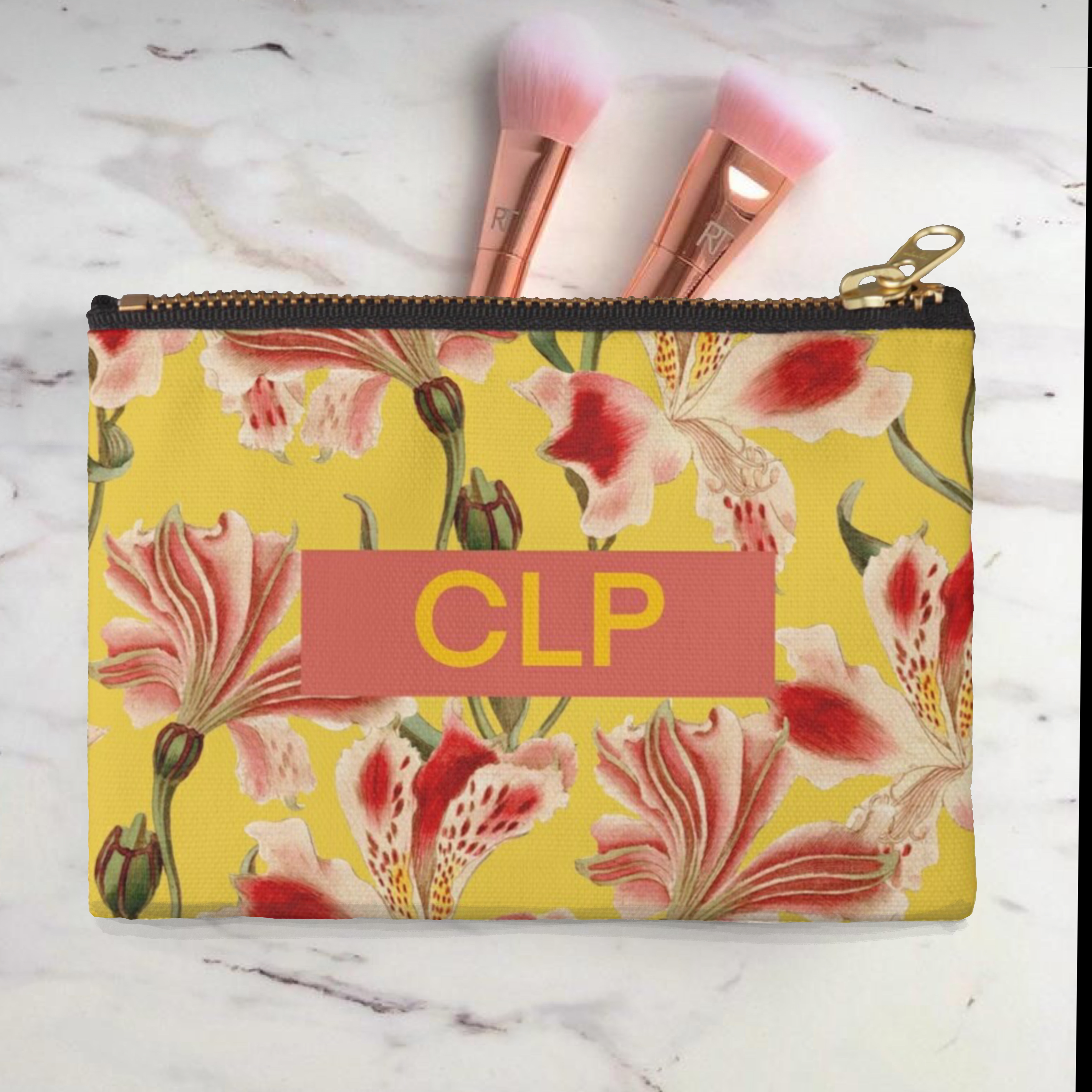 Personalised floral make up bag