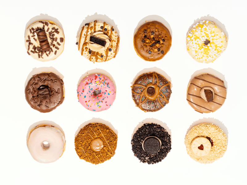 Assortment of Doughnuts on a white background