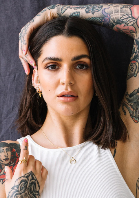 gold filled moon horn necklace