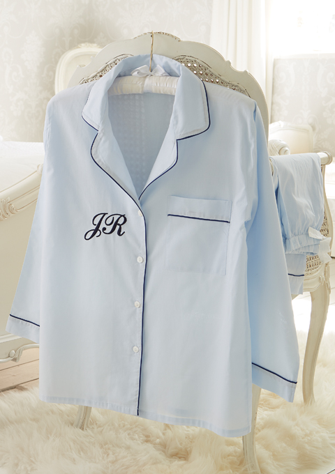 Personalised Women's Blue Cotton Pyjama's