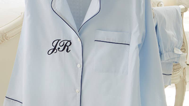 Personalised Women's Blue Cotton Pyjama's