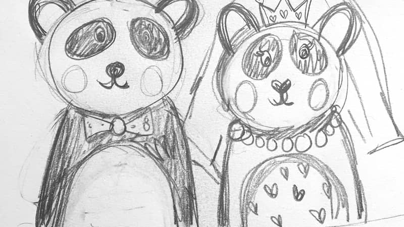 hand drawn initial concept panda design