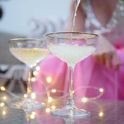 Gold Rimmed Vintage Style Champagne Saucers