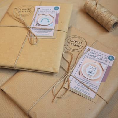 sustainably packaged embroidery kits from thimble and fabric
