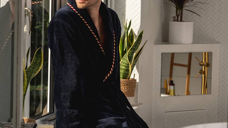 Earl Navy Mens Dressing Gown - Bown of London