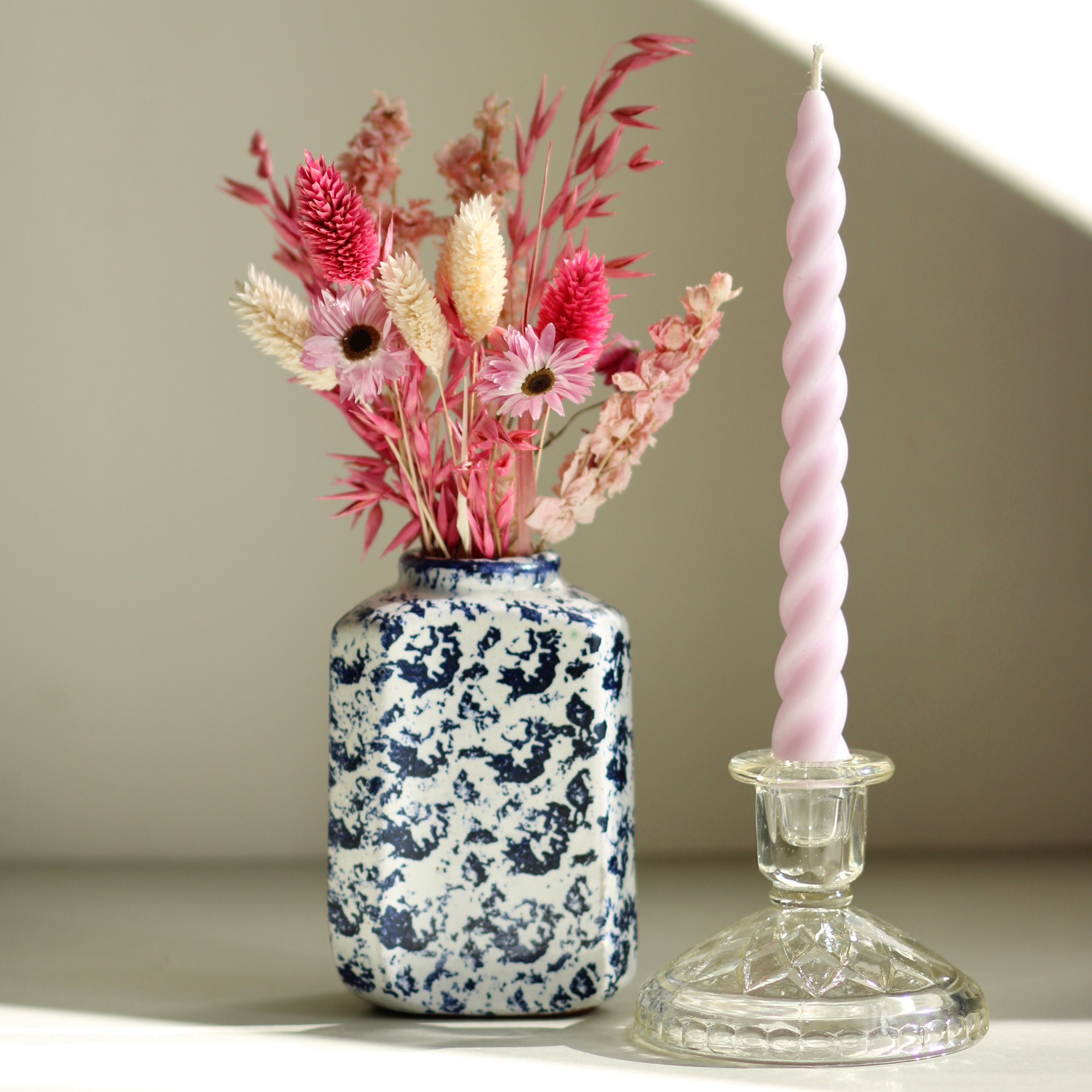 Pastel beeswax soy candle vintage candlestick vintage vase