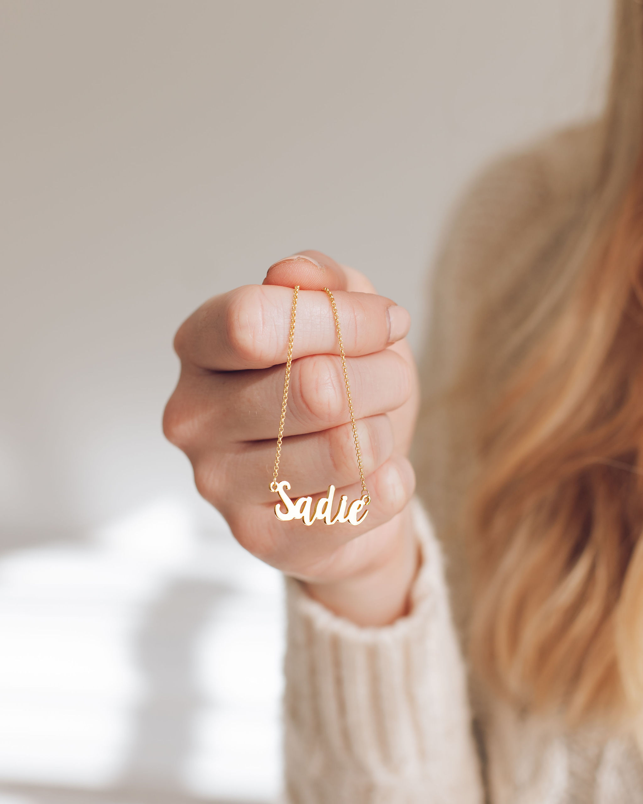 modern gold name necklace mhoho and co