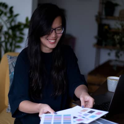 Aiza going through colour palettes