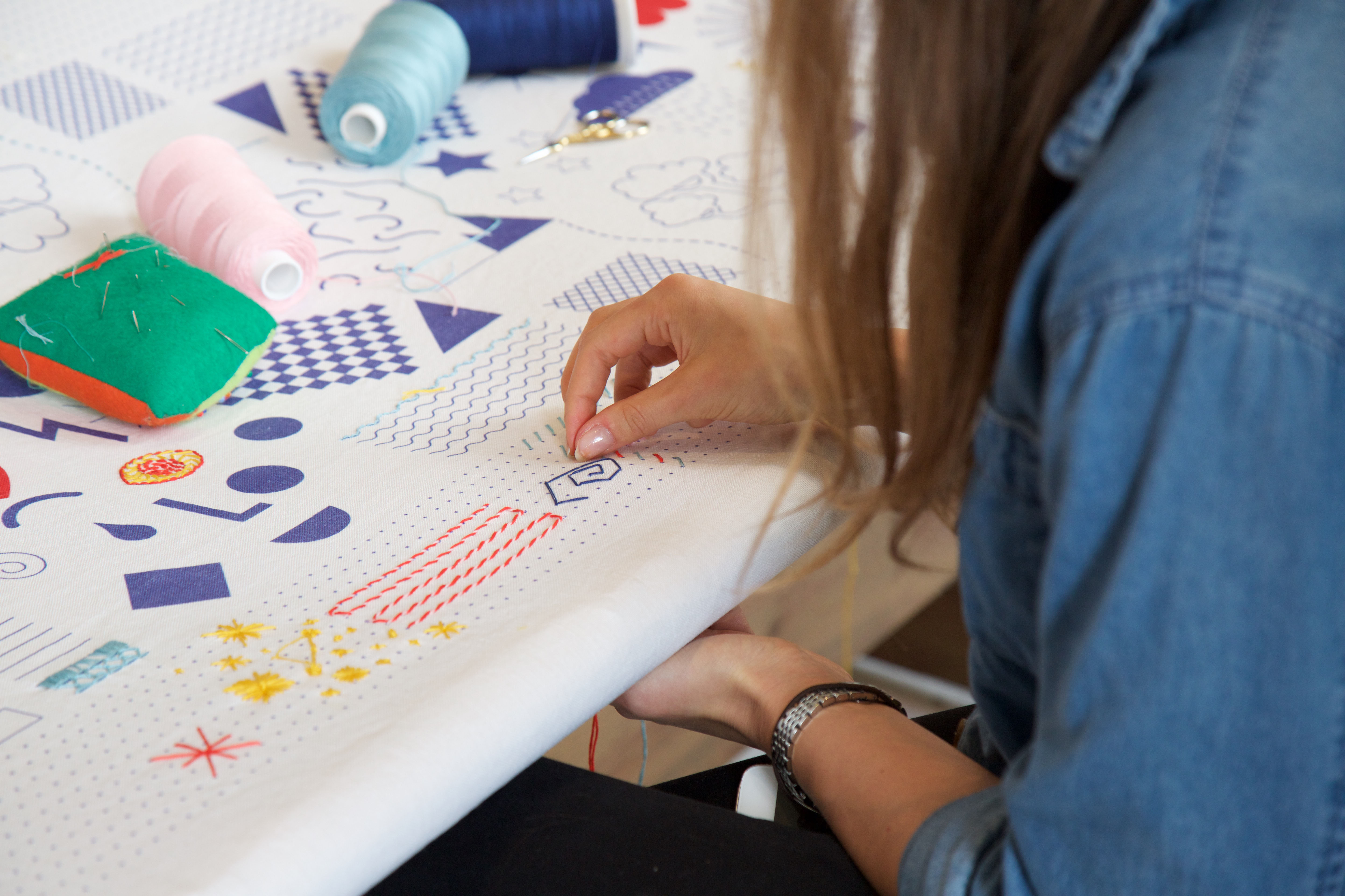 Stitching around The Supper Cloth