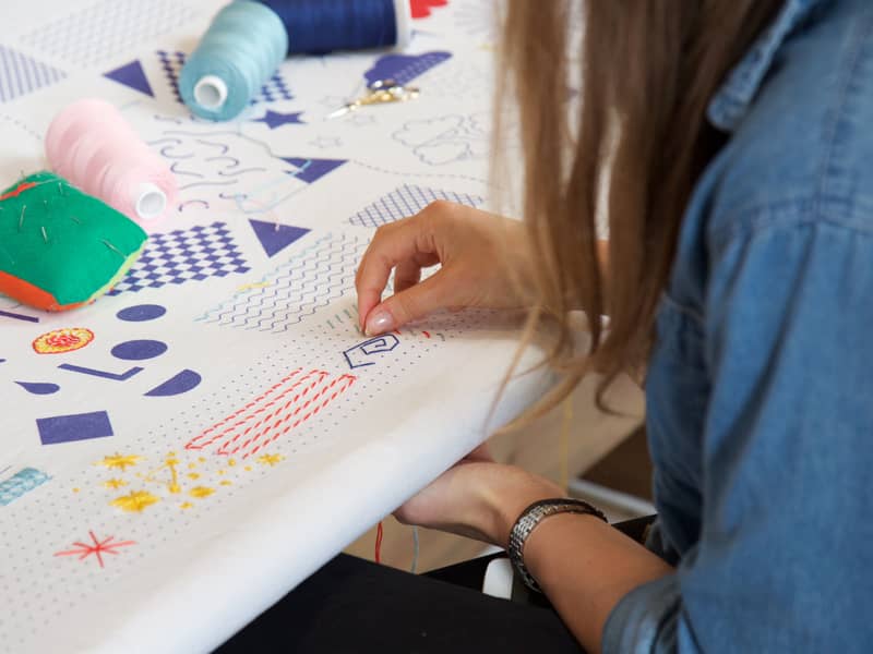 Stitching around The Supper Cloth