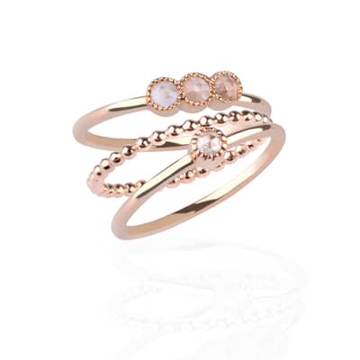Bijou Diamond + Rose Quartz Stack Rings