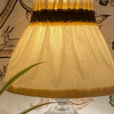 Dolly cream scrunchie lampshade with a velvet trim
