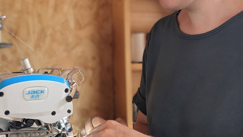 The Conscious Sewist Owner Charlie making products