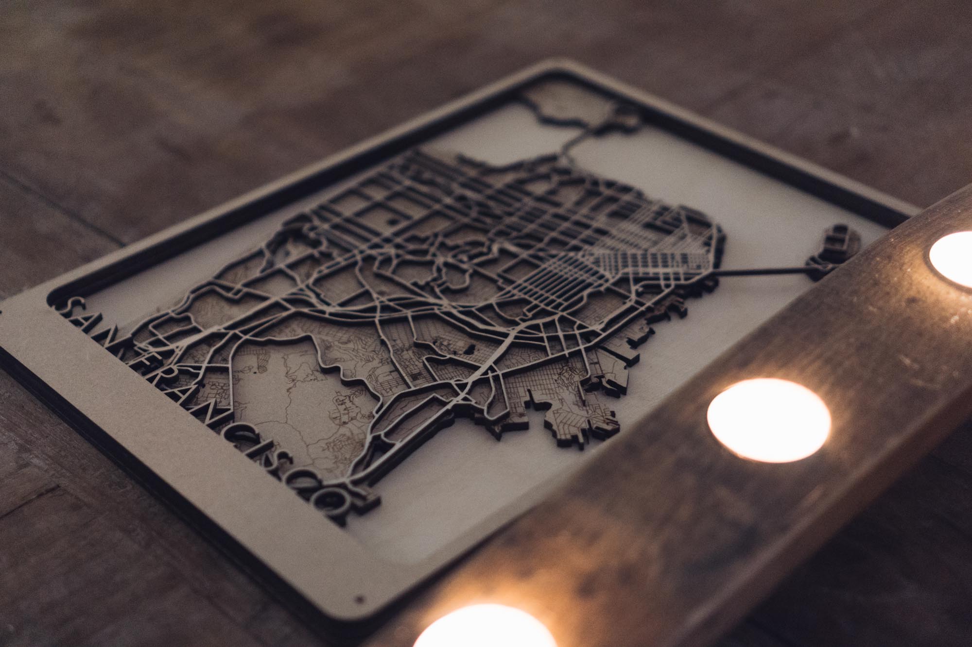 Chicago Multi Layer Wood Map