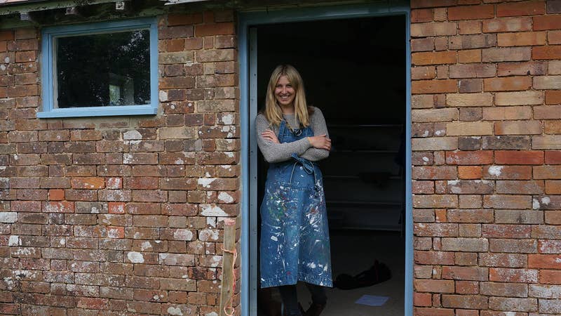 Jenny Sibthorp in her farm studio in Dorset