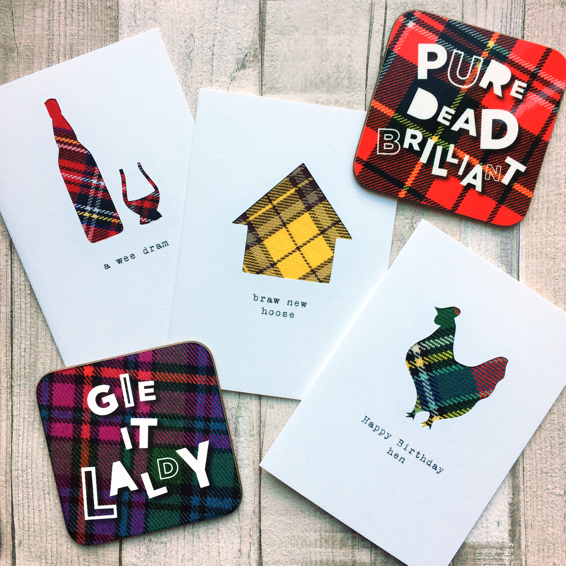 scottish tartan cards coasters
