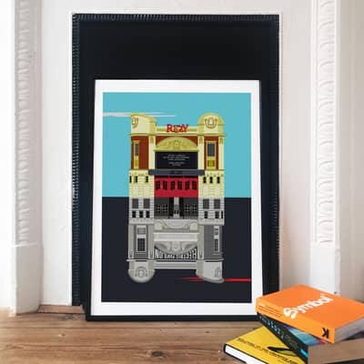 The Ritzy Cinema Illustrated Art Print Poster, London Prints