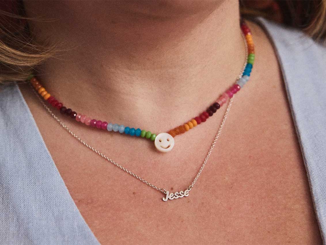 beaded smiley necklace