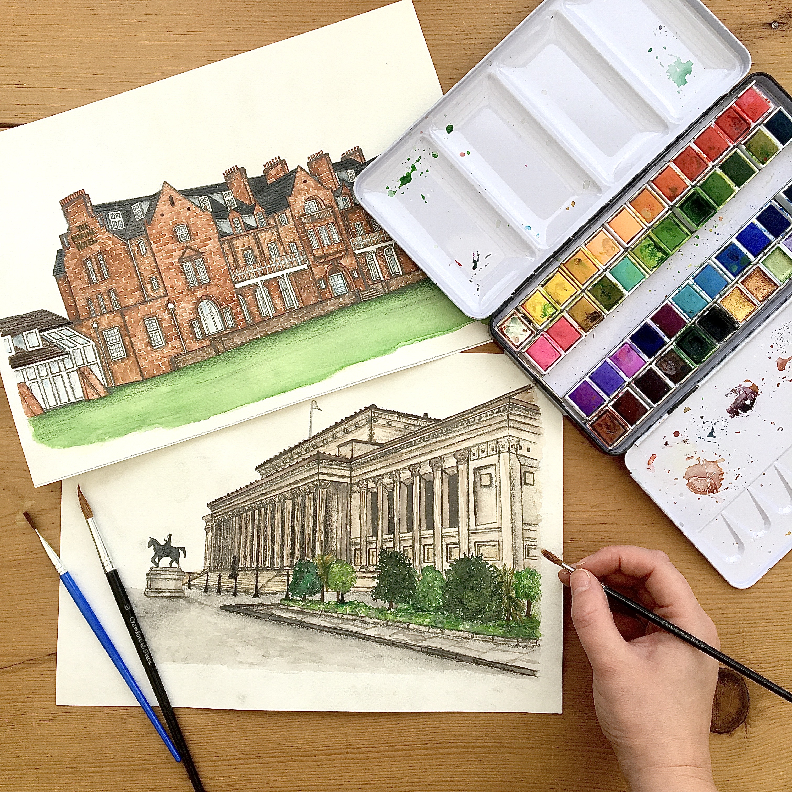 Hand painted custom venue portraits