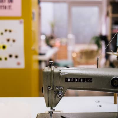 The sewing machine ready for action!