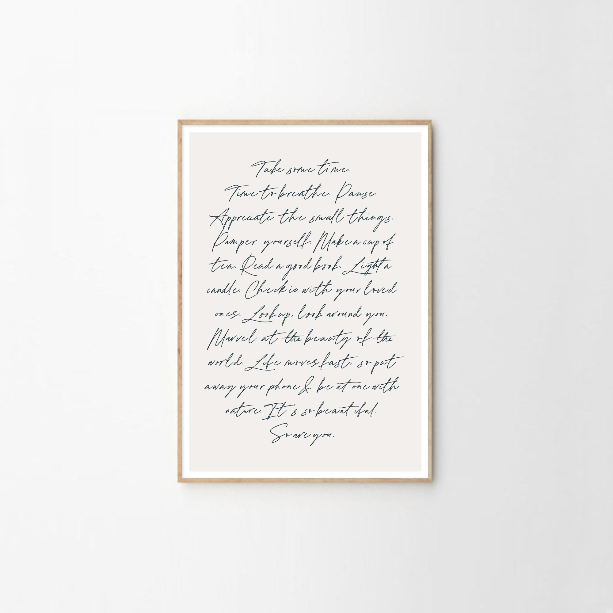 Time to breathe typographic print