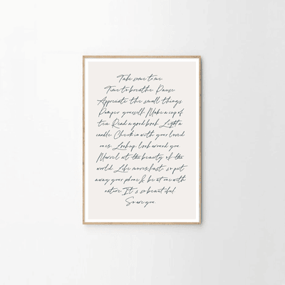 Time to breathe typographic print