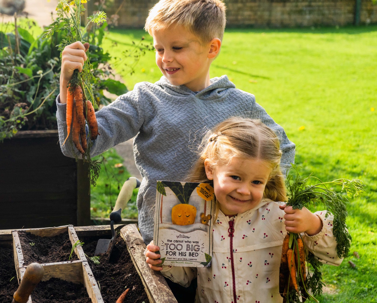 Our first book, the carrot who was too big for his bed!