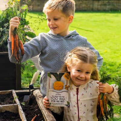 Our first book, the carrot who was too big for his bed!