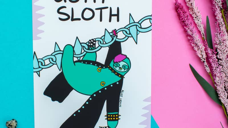 Goth sloth art print