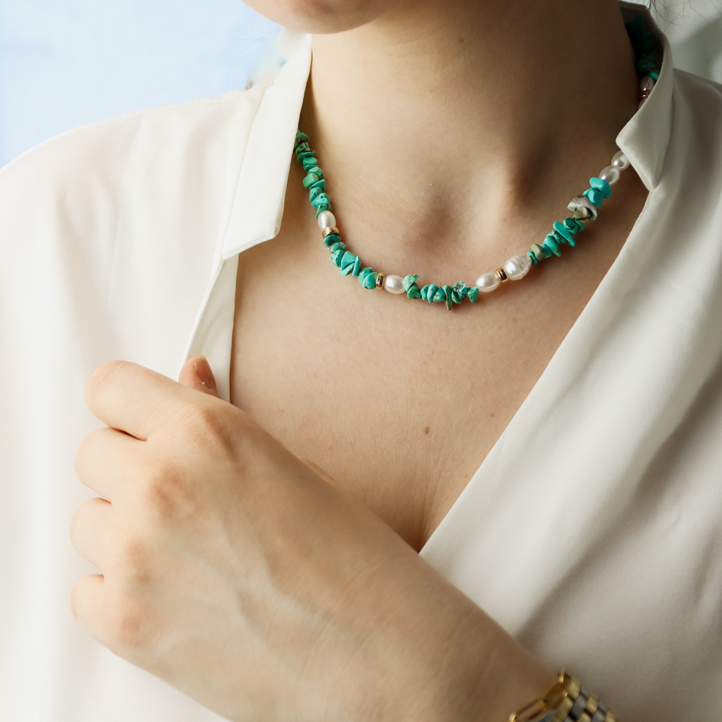 titanium aura quartz half moon necklace with tree of life symbol on silver chain