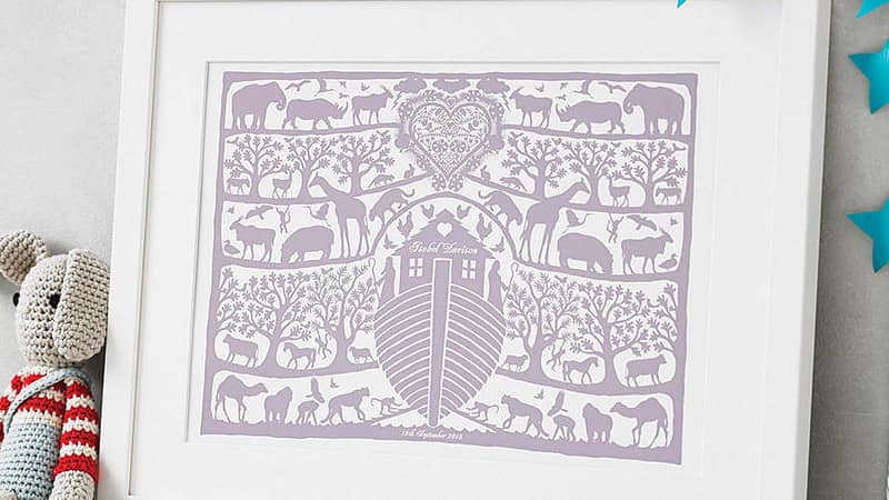 My best selling Noah's Ark print for births and christenings