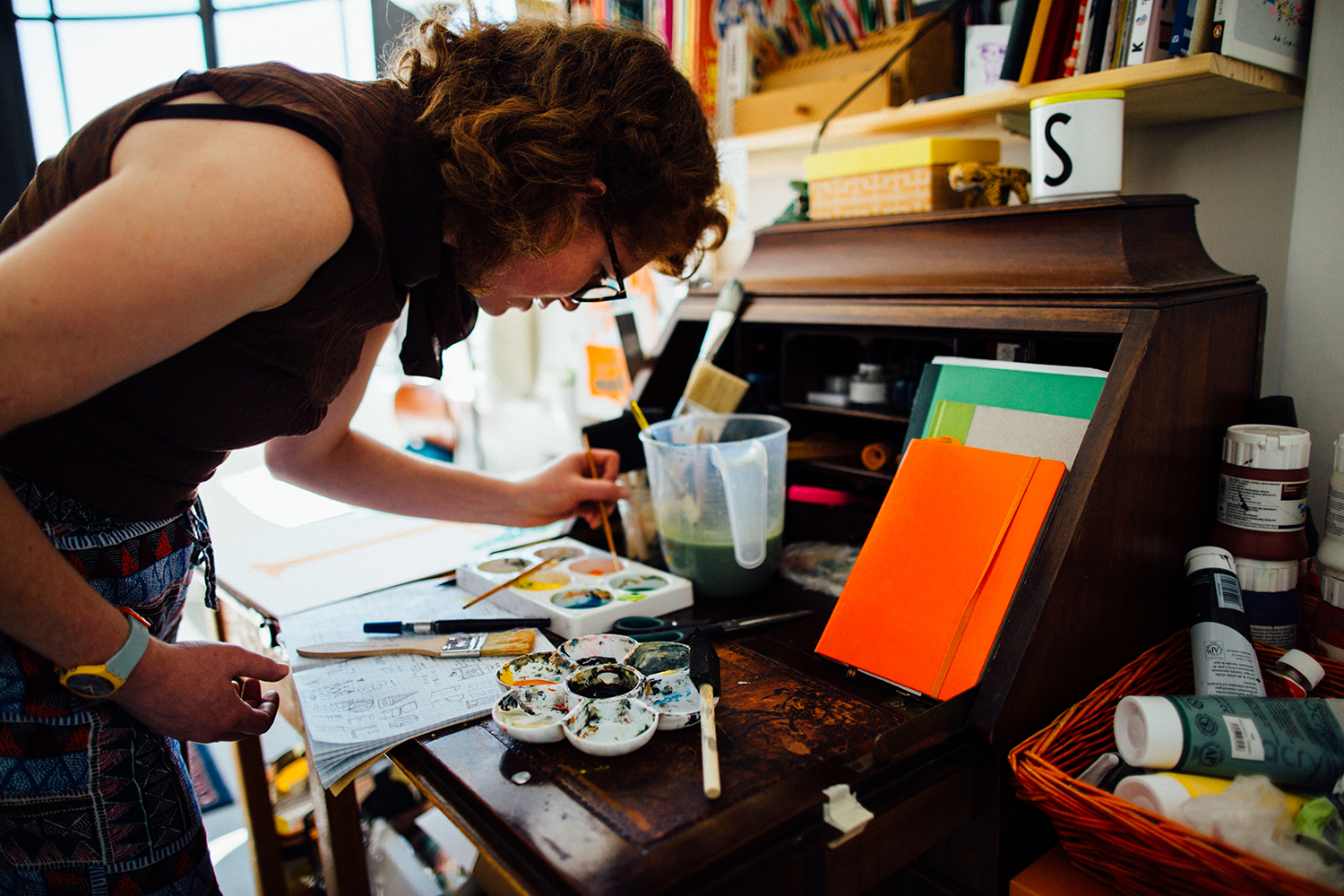 Sarah at work in the studio