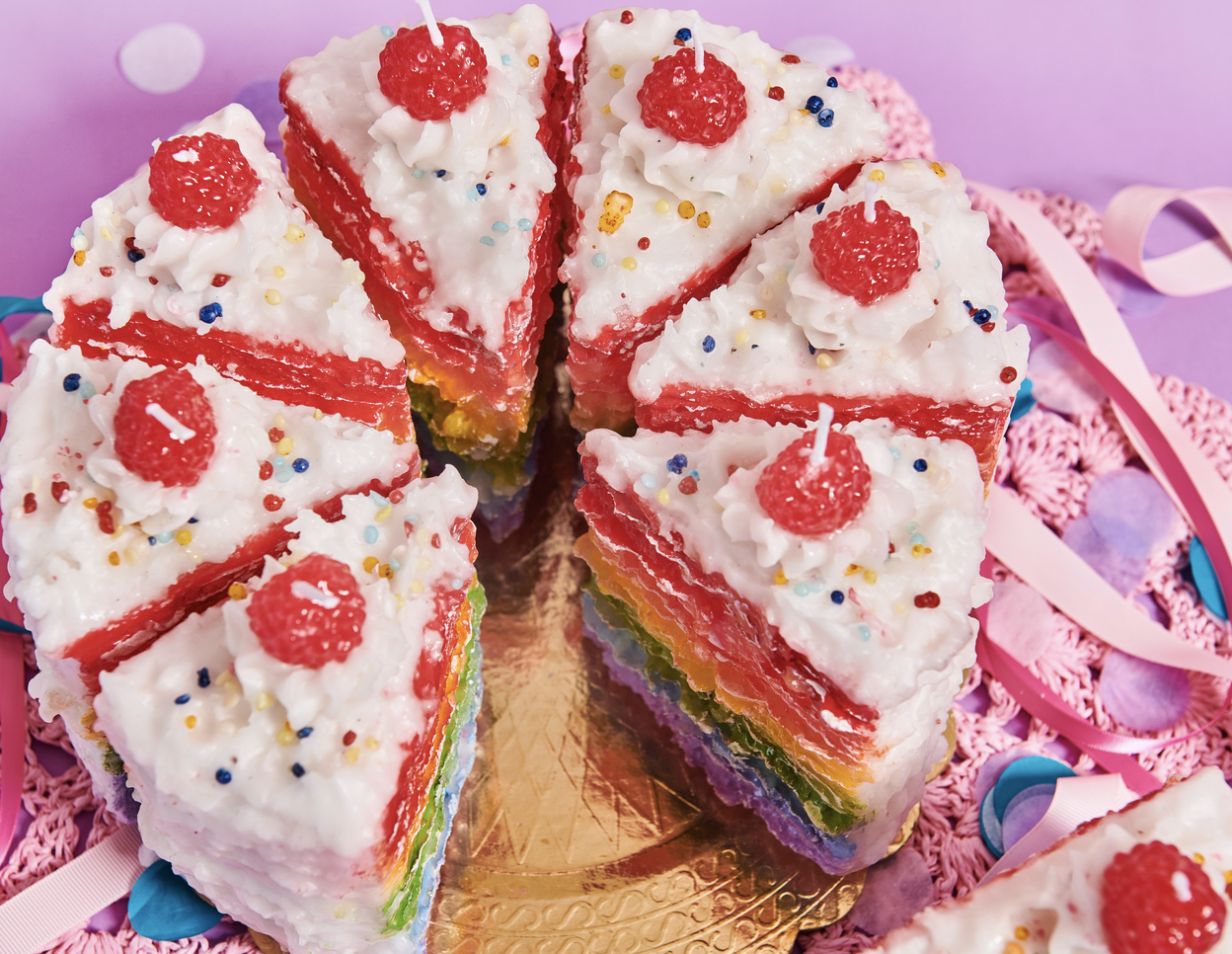 birthday rainbow cake candle