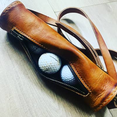 Leather Golf Ball Bag