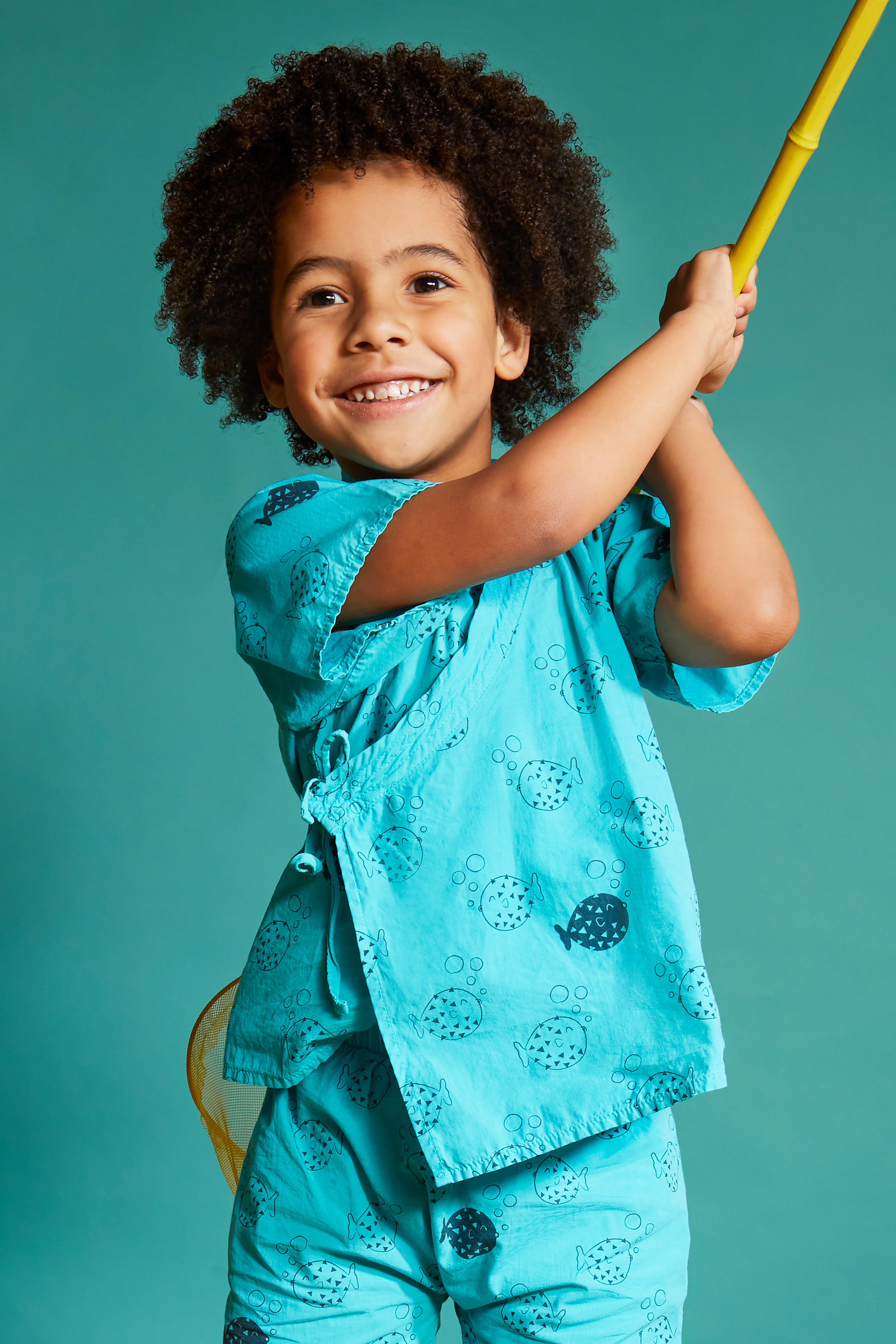 Blue kids top and shorts  kimono 