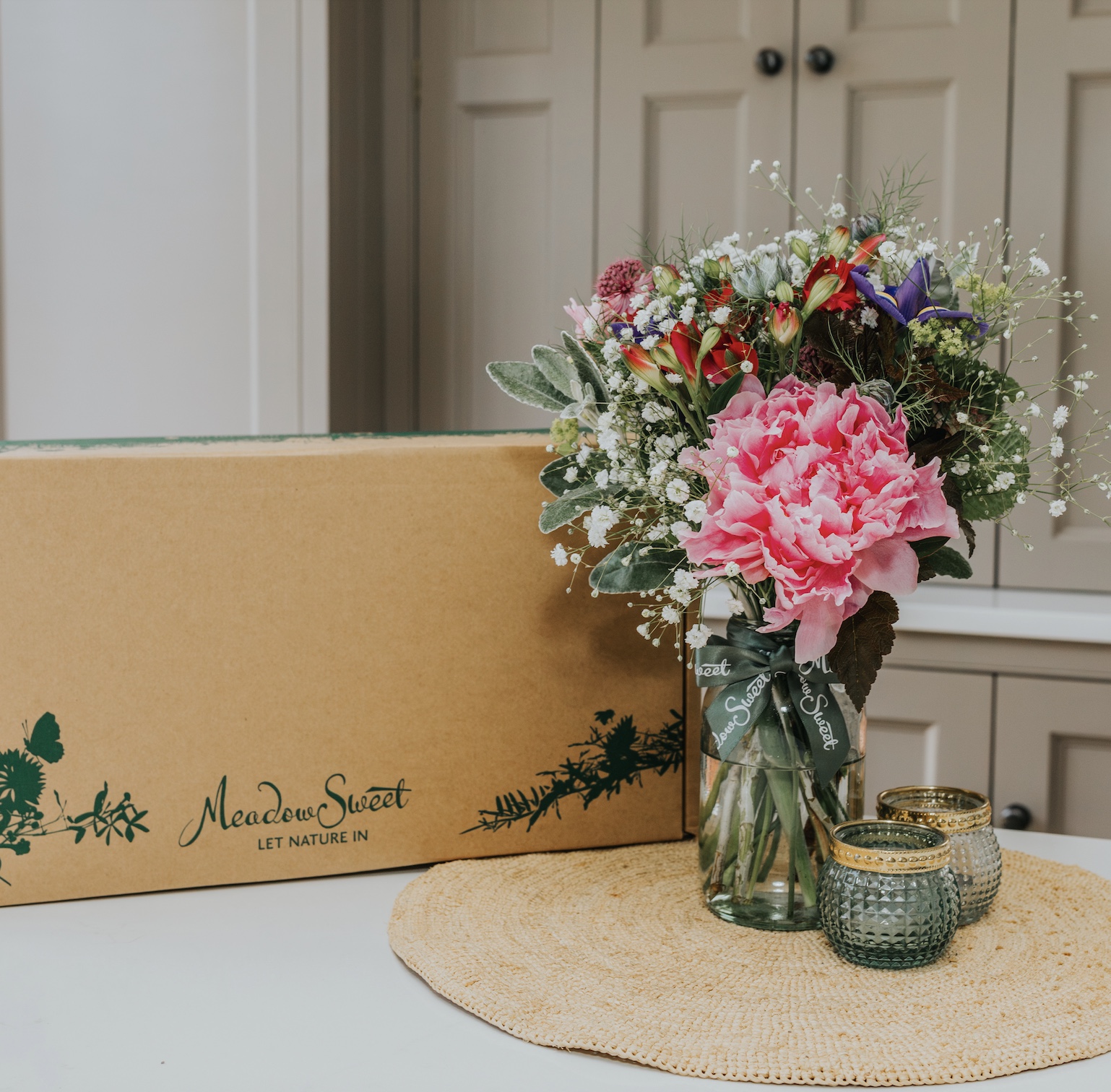 MeadowSweet Posy of British seasonal flowers with box
