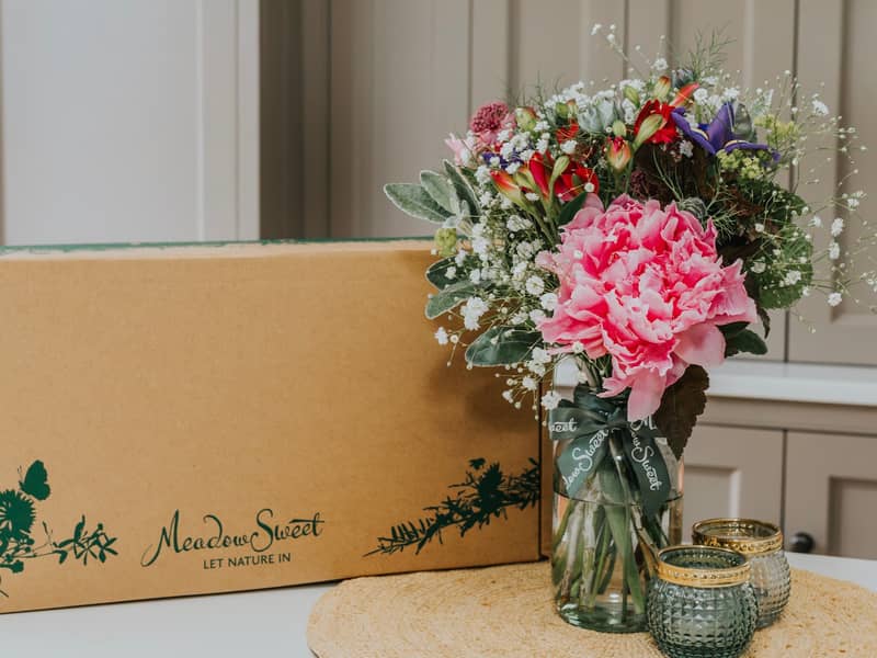 MeadowSweet Posy of British seasonal flowers with box