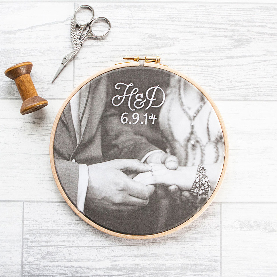 Embroidered cotton wedding photo