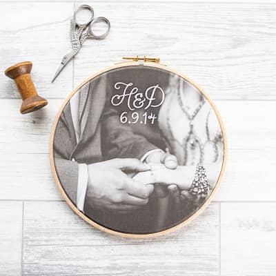 Embroidered cotton wedding photo