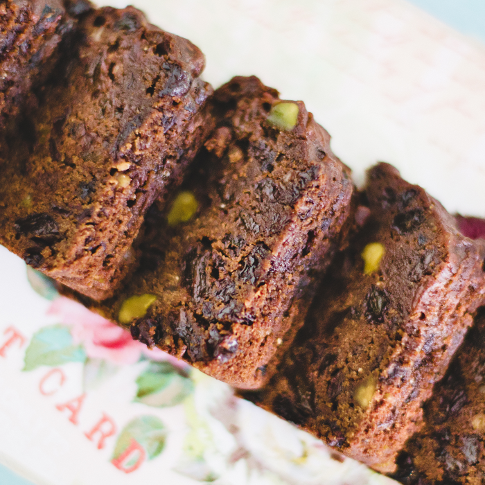 Slices of Fruit Cake on a platter ready for serving