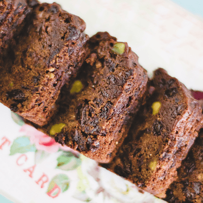 Slices of Fruit Cake on a platter ready for serving