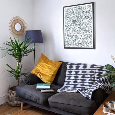 Large crowd scene art print living room interiors