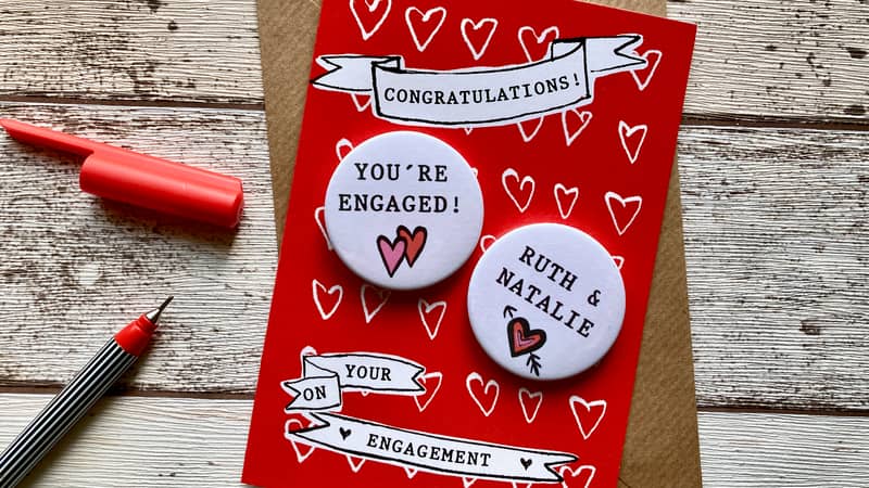 Personalised mini magnets engagement card