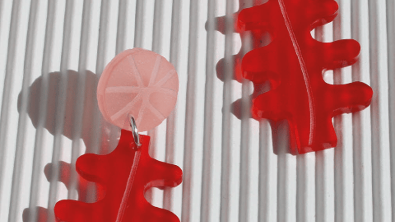 Red and Pink Abstract Drop Earring